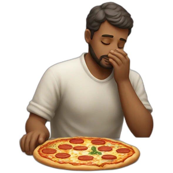 an italian man praying for a pizza emoji