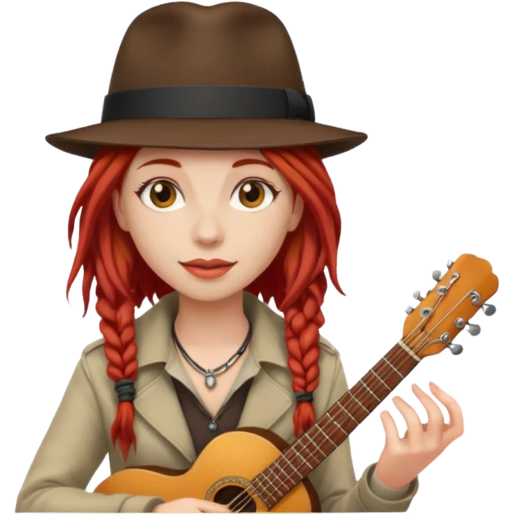 female red haired Musician with dreadlocks and fedora emoji