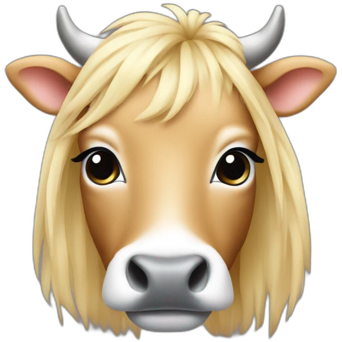 Cow with long blonde hair emoji