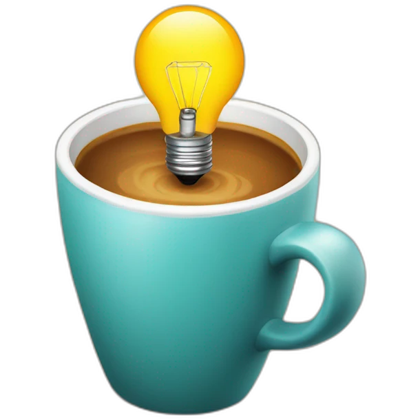 coffee cup with a light bulb in emoji
