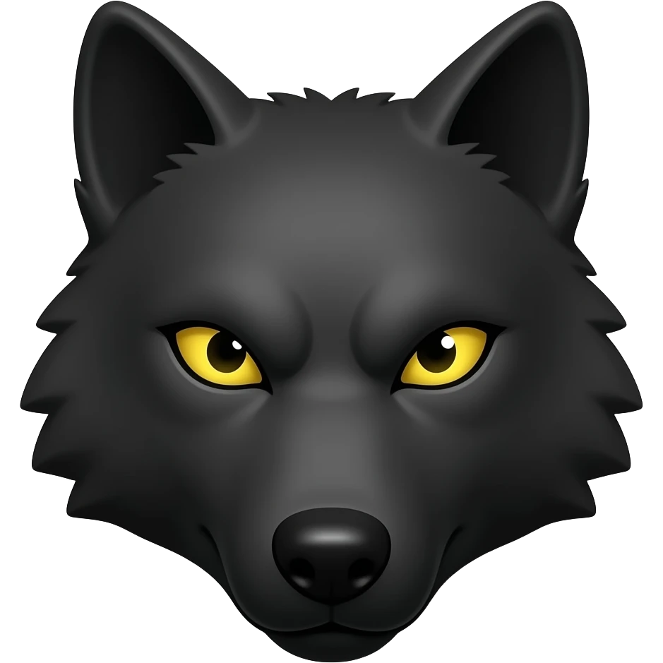 Lobo negro cara con ojos malvado y algo de amarillo los ojos emoji
