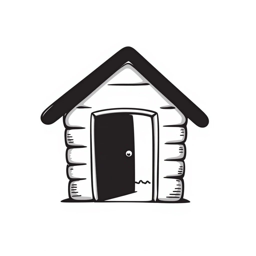 cabin with open door representing lodging emoji