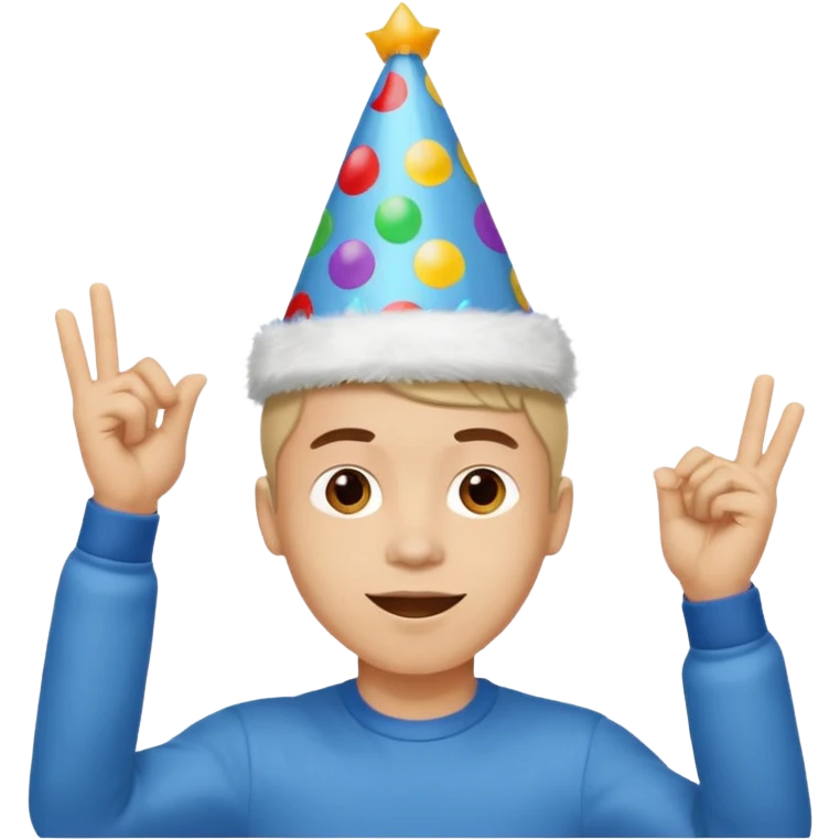 Young man doing celebration pose emoji