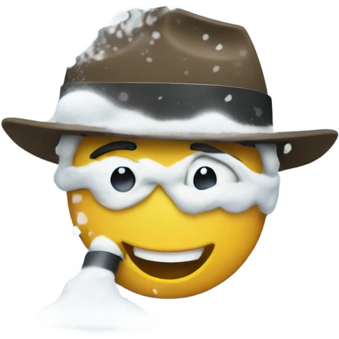 Snow blowing happy face emoji