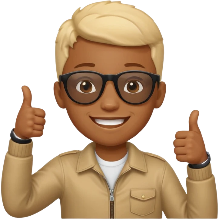 Creat light black kid with this "👍, 👈, 😀, 😎, reaction emoji