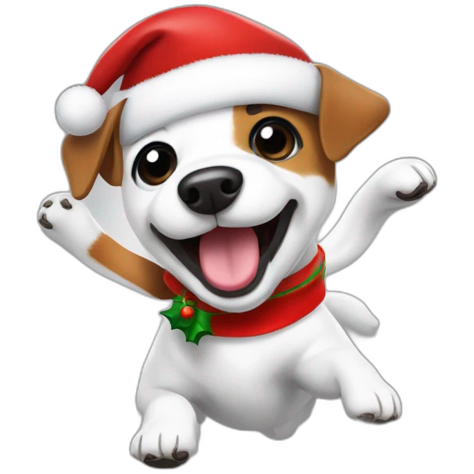 White jack Russell dancing with santa emoji