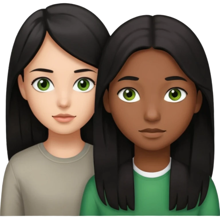  chico pelo negro con ojos grises junto a una chica con pelo castaño largo y ojos verdes emoji