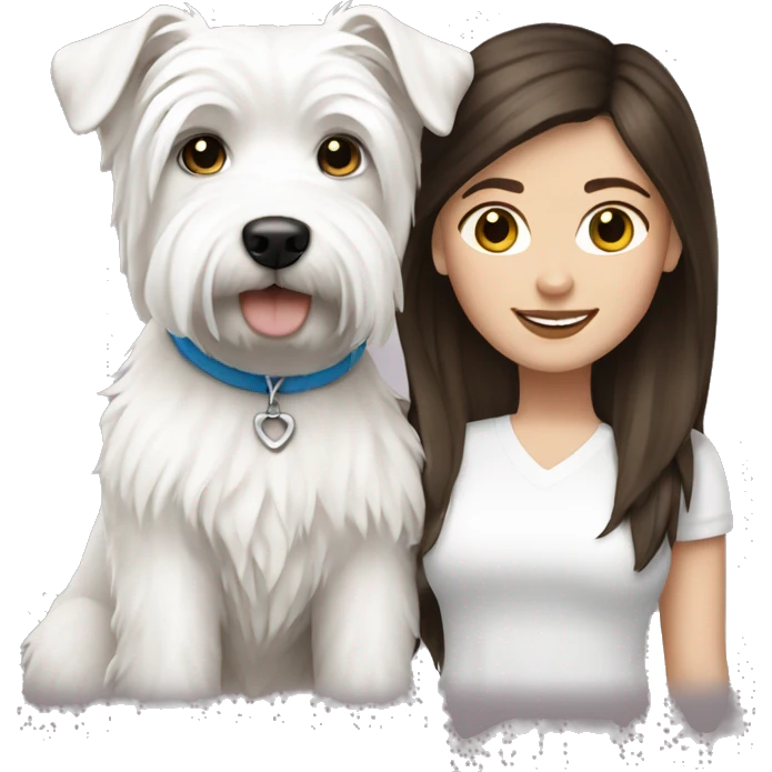 Brunette white girl with white Westie  emoji