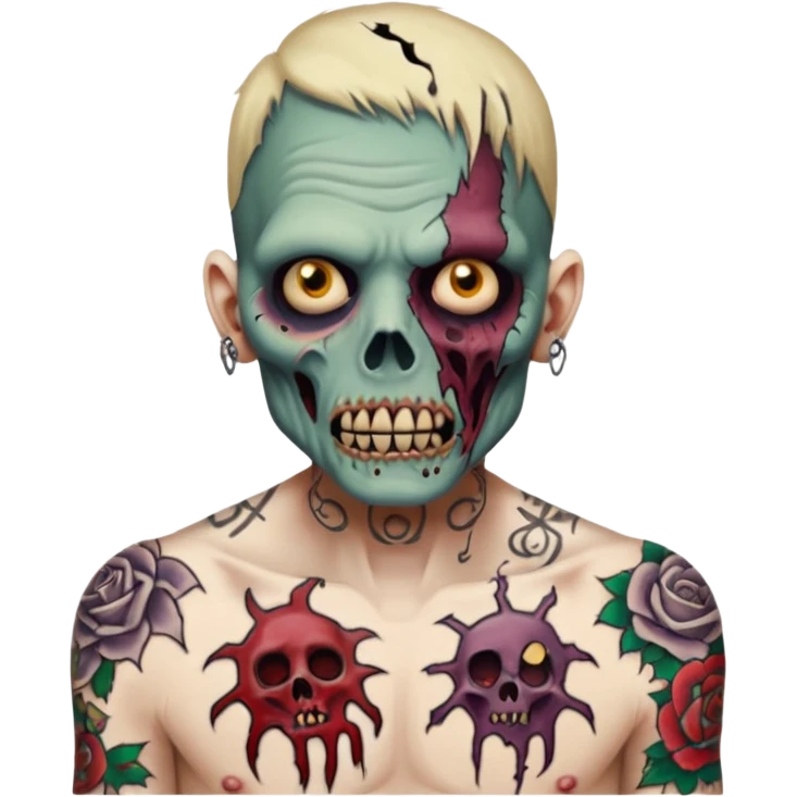 face and body tattooed zombie emoji