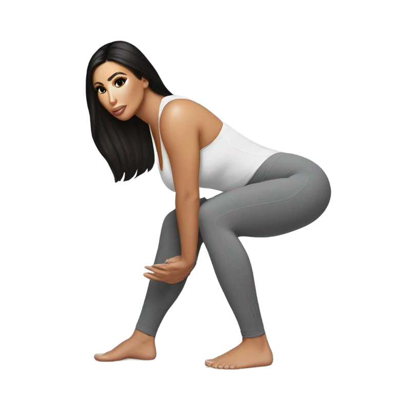 Kim K squatting  in yoga pants emoji