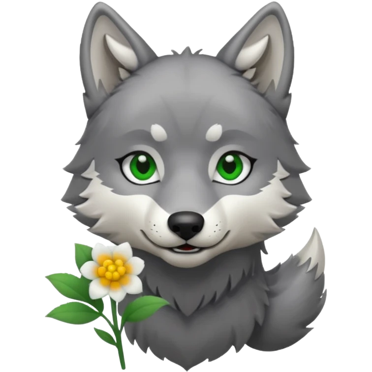 wolf holds flower emoji