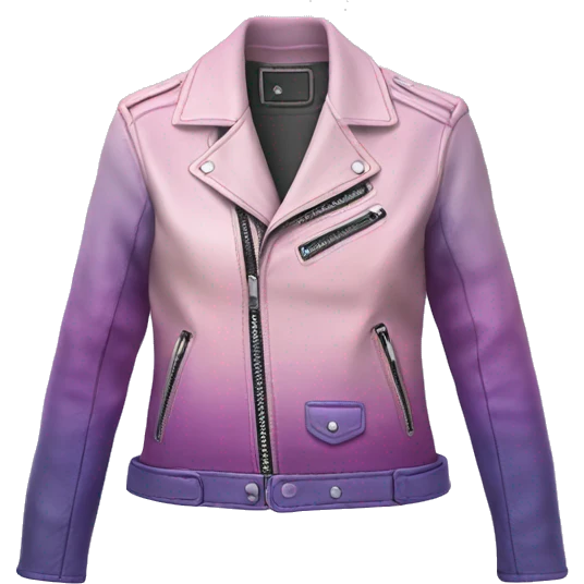Realistic pastel pink to pastel purple ombre open fashion leather jacket. emoji