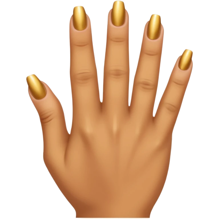 Tan skin hand with short gold nails emoji