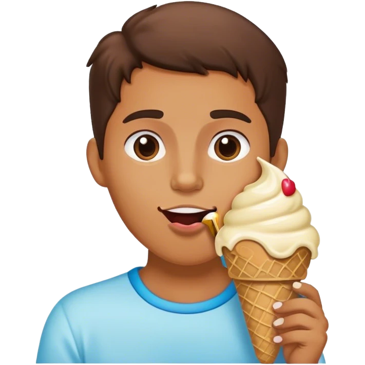 A person eating a ice cream emoji