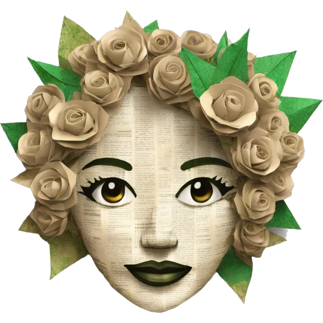  Hemp 420 lady face made of 420 origami newspaper roses hemp leaves lantern fairy lights burning paper and hemp leaves in hair  emoji