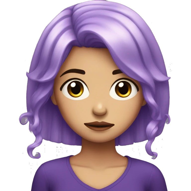 one girl with purple crystal hair sad and tears, crying emoji
