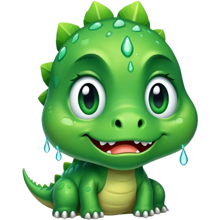Crying dinosaur with tears emoji