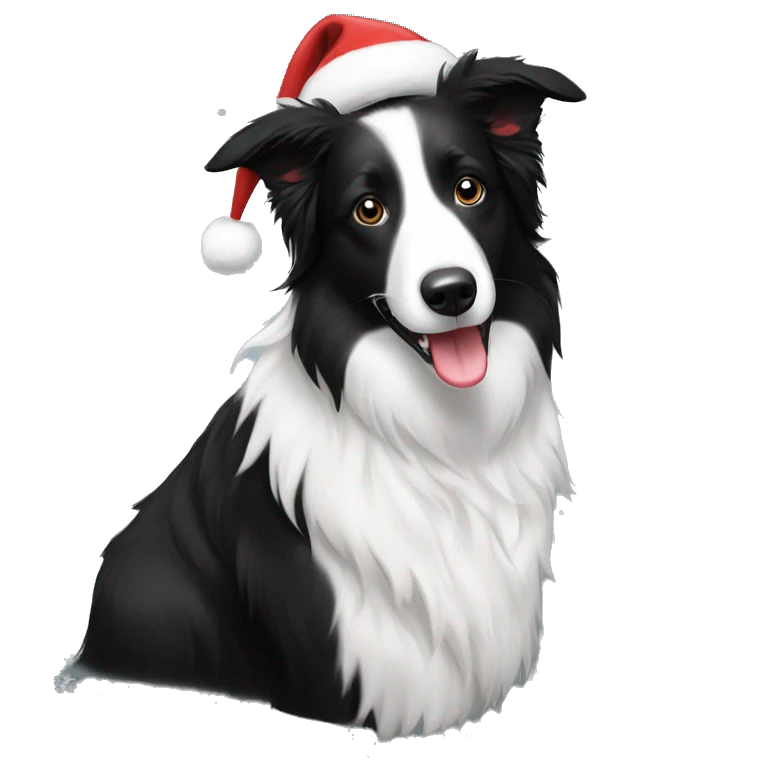 black and white border collie christmas emoji