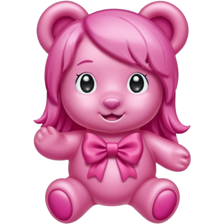 gummy bear with long hair and a hairbow emoji