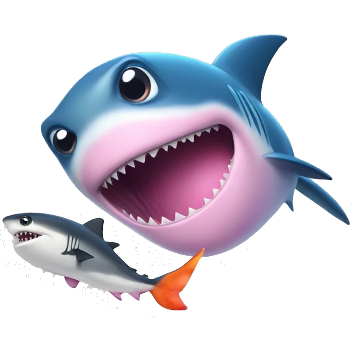Pink shark eating Dory of searching Nemo emoji