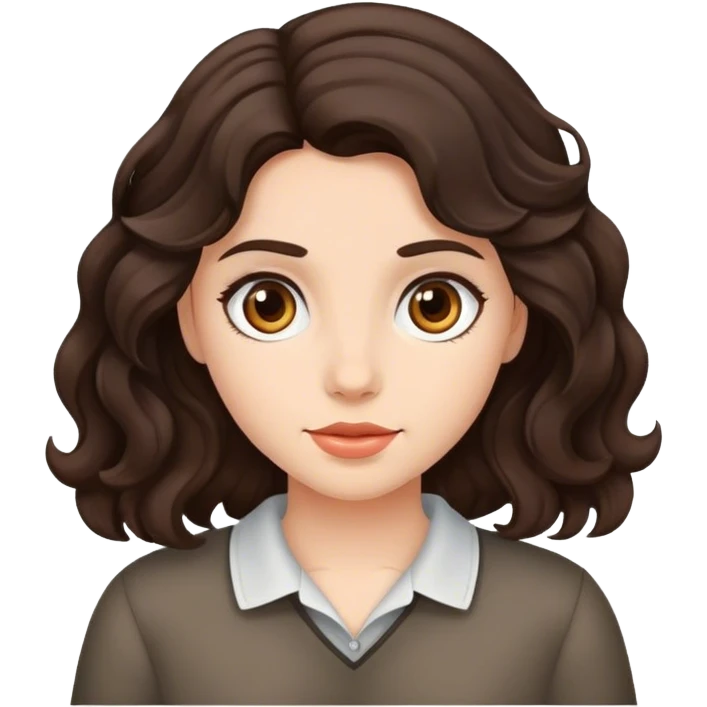 Girl with dark brown wavy hair emoji
