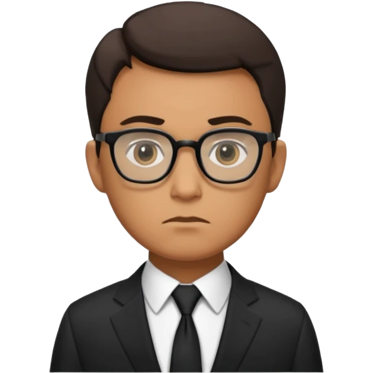 رجل يرتدي نظارات وبذلة رسمية سوداء بالكامل حتى ربطة العنق كانه عميل fbi emoji