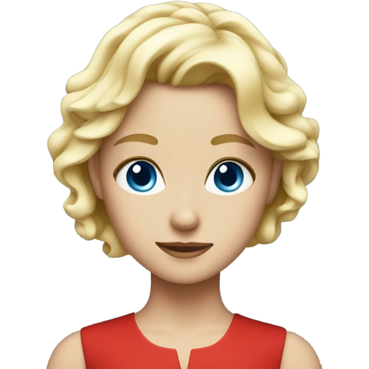 blonde girl in red dress with blue eyes emoji