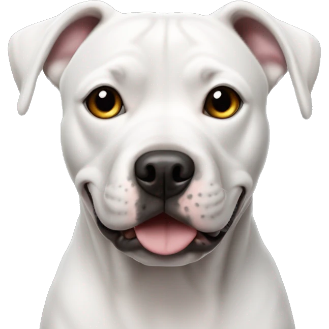 Perro pitbul blanco con mancha negra emoji