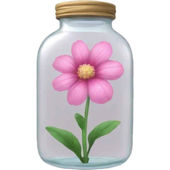 Realistic pink flower in a transparent jar emoji