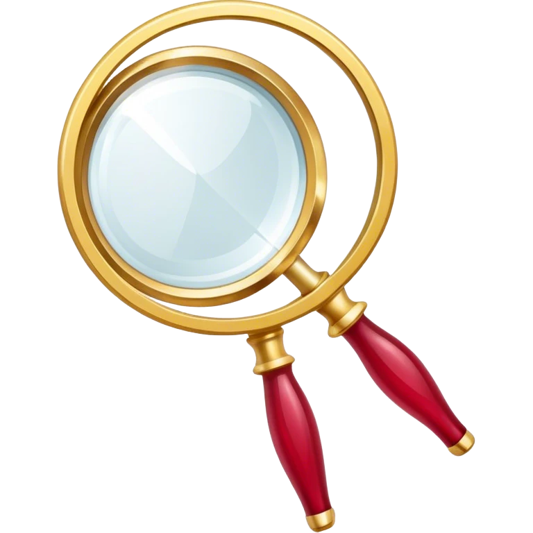 Jewelry art icon, golden ring with a ruby viewed through a magnifying glass, visible pliers beside it, minimalistic style, clean lines, transparent background. emoji