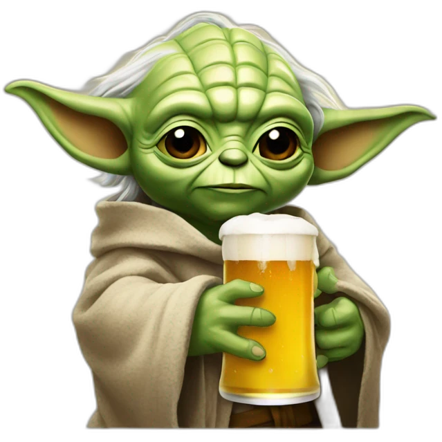 Yoda with a beer emoji