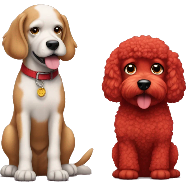 CLIFFORD RED DOG with tiny poodle emoji