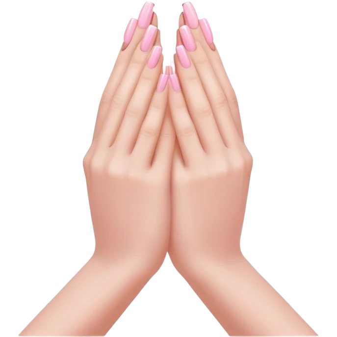 praying hands emoji with light pink acrylic nails emoji