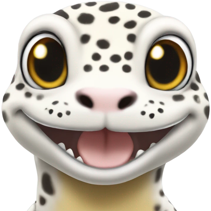 White leopard gecko smiling emoji