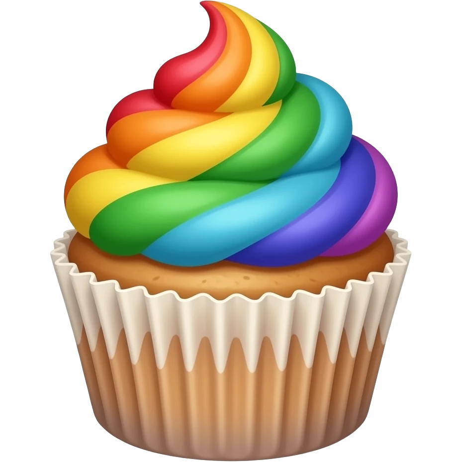 Cupcake feliz com cobertura de arco-íris emoji