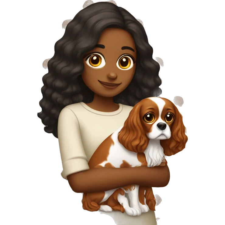 girl with king charles spaniel  emoji