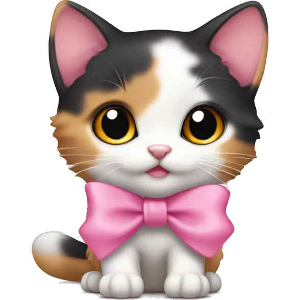 calico kitten with a pink bow emoji