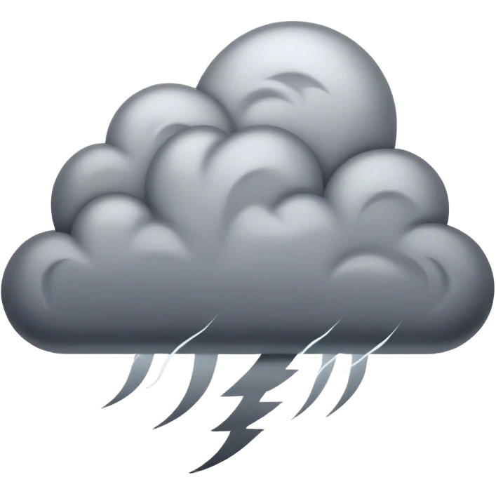 Cinematic Realistic Thunderstorm Emoji, Dark and dramatic, with swirling gray clouds illuminated by occasional flashes of lightning. The air crackles with energy as the storm builds, while heavy rain cascades down in sheets. Soft glowing outline, capturing the essence of power, intensity, and natural fury in a breathtaking thunderstorm! emoji