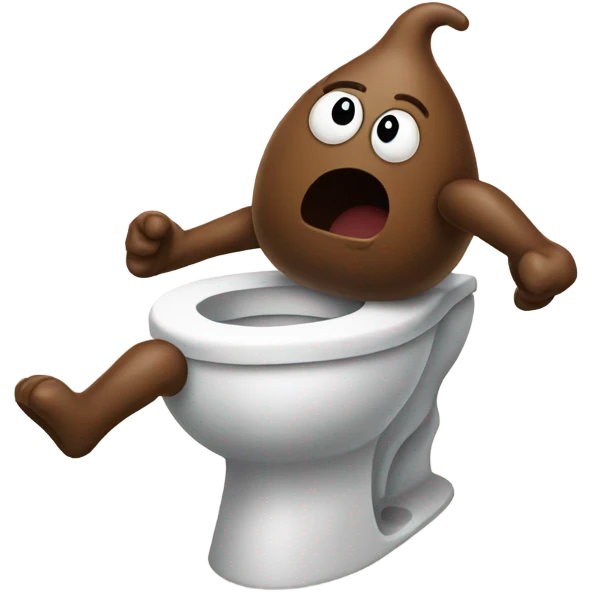 Poo with legs running away from toilet emoji