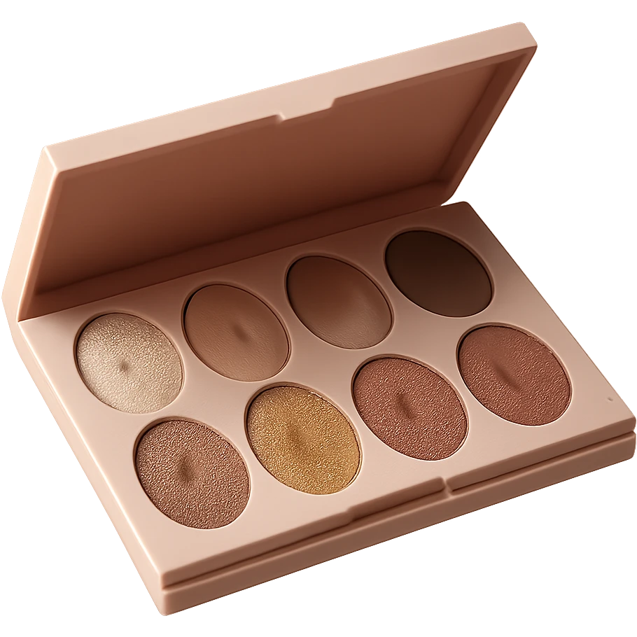 Create a realistic eyeshadow palette emoji in a photorealistic style with the background removed. emoji