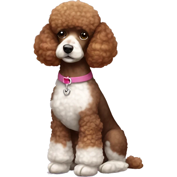 multi - colored brown and white mini poodle with teddy bear haircut emoji