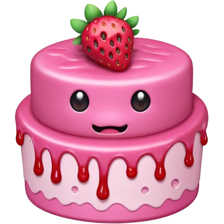 pink runny gooey strawberry jam kawaii cake monster emoji
