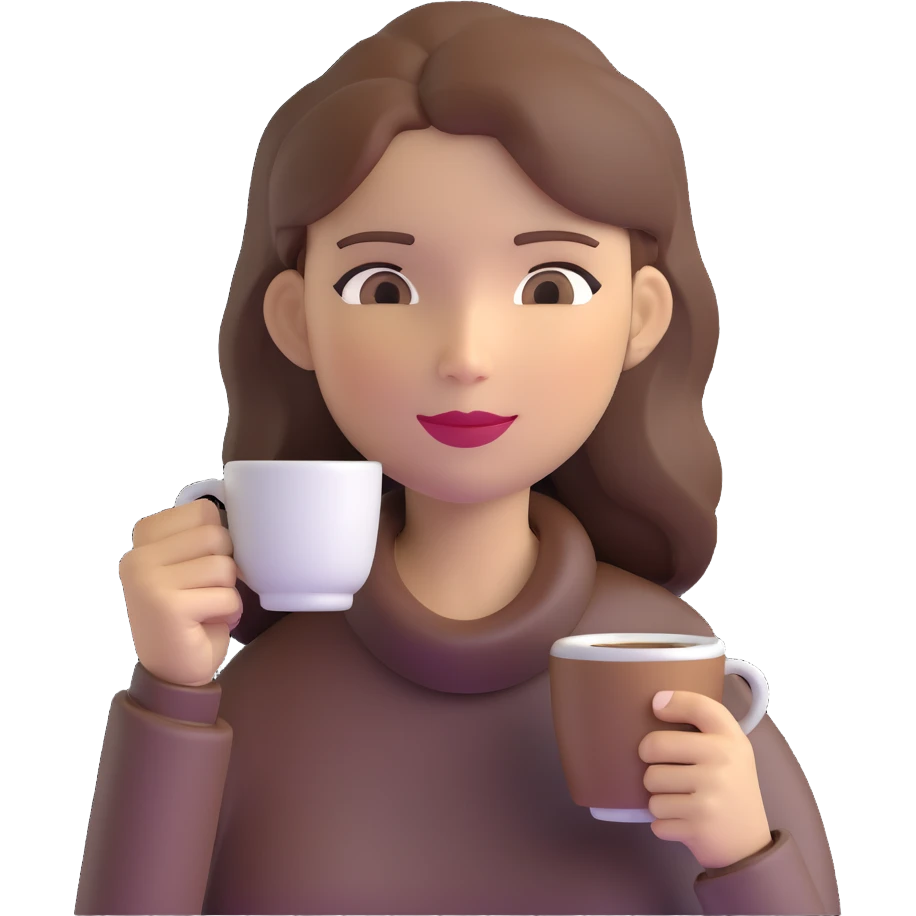 brown-haired woman drinking coffee emoji