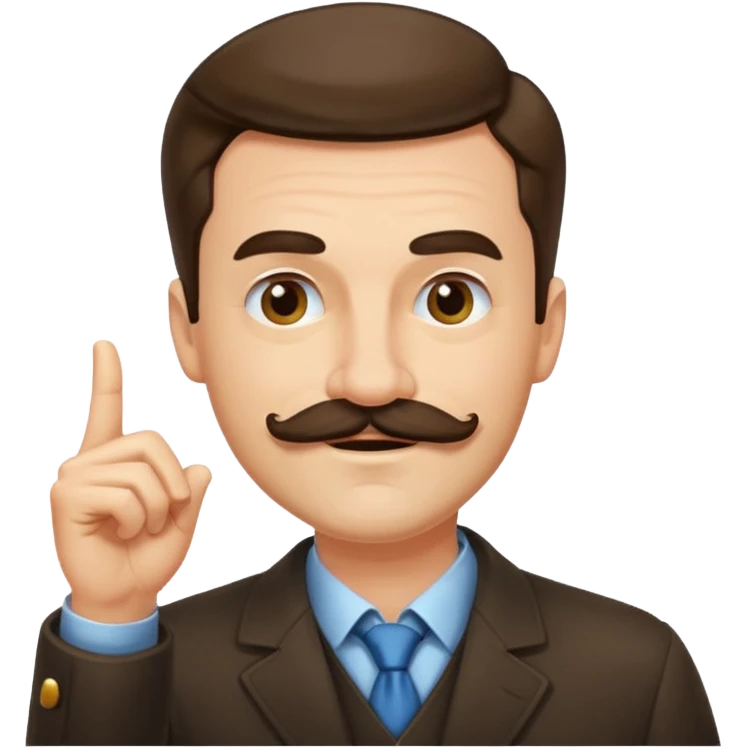 un uomo baffuto spocchioso con il dito alzato e con sguardo compiaciuto da chi la sa lunga con sopacciglio alzato e sorriso emoji