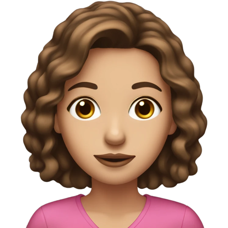 Pretty brown haired woman with brown eyes holding a pink weed pen  emoji