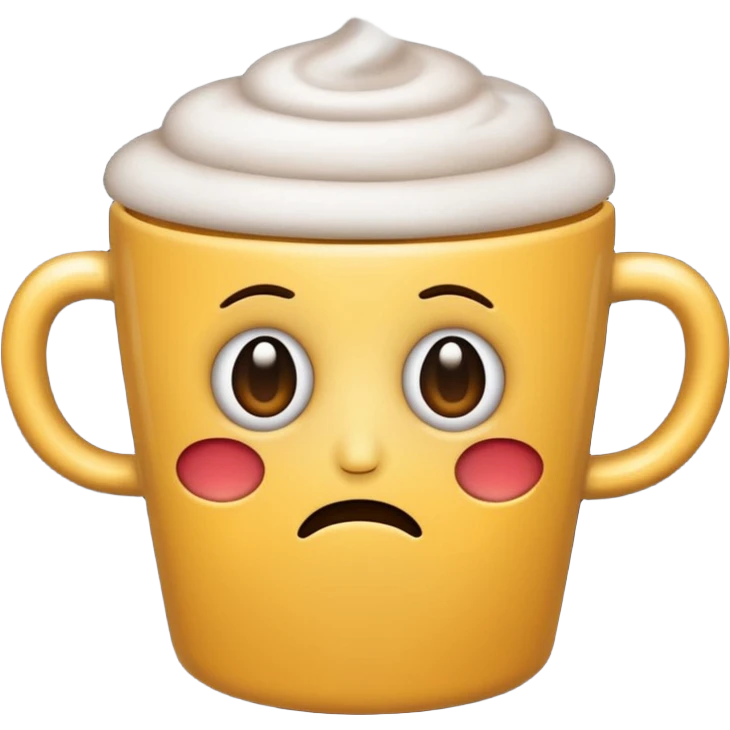 Create an emoji of a coffee cup ☕ with dark circles under its eyes, looking more tired than the drinker. emoji