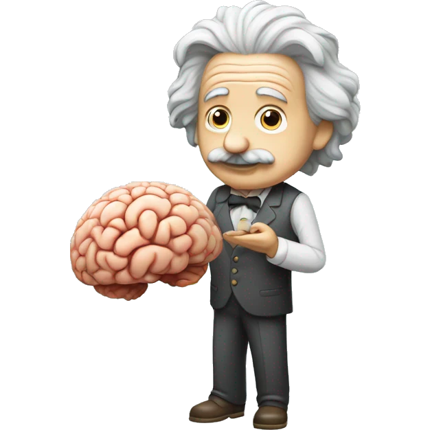 albert einstein holding brain in his hands emoji