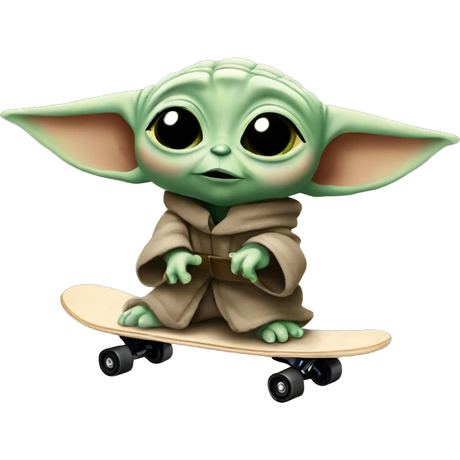 Baby yoda skateboarding emoji