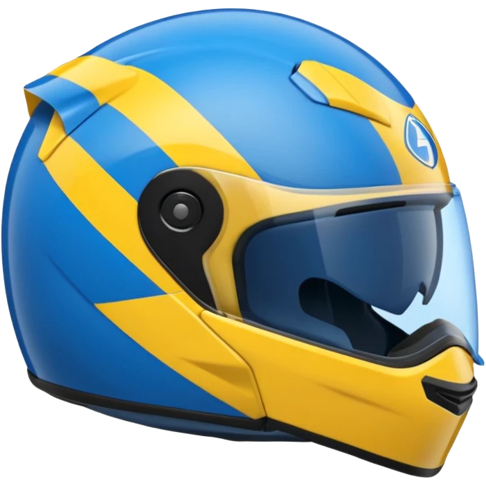 emoji capacete de moto azul (use a cor no HEX/HTML #1440FF) e com detalhes amarelo (use a cor no HEX/HTML #FFA814), com maior predominância no azul  emoji