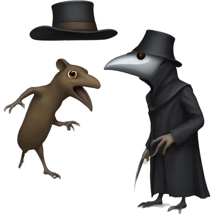plague doctor holding a rat emoji